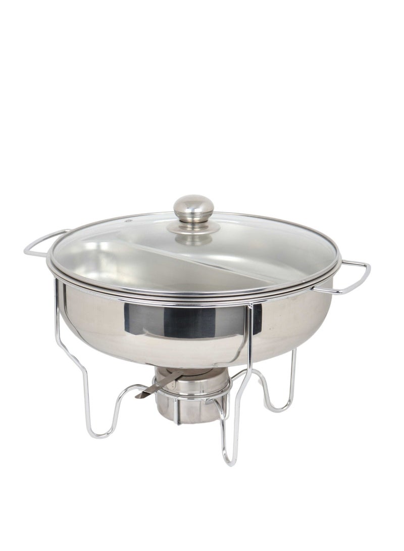 HOMEVEO Stainless steel buffet warmer with glass lid, 3.5L water bowl with inner serving divider - Image 2